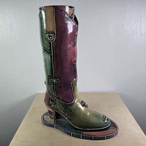 Colorful Hand Painted Boot Vase